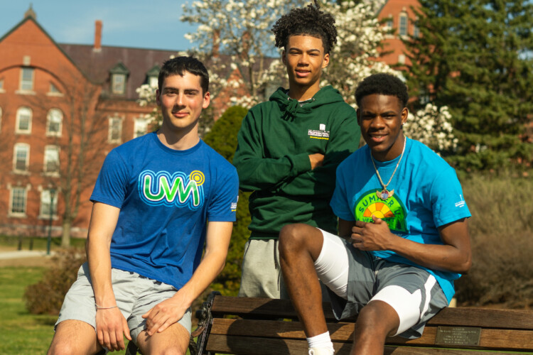 precollege students uvm campus sitting together