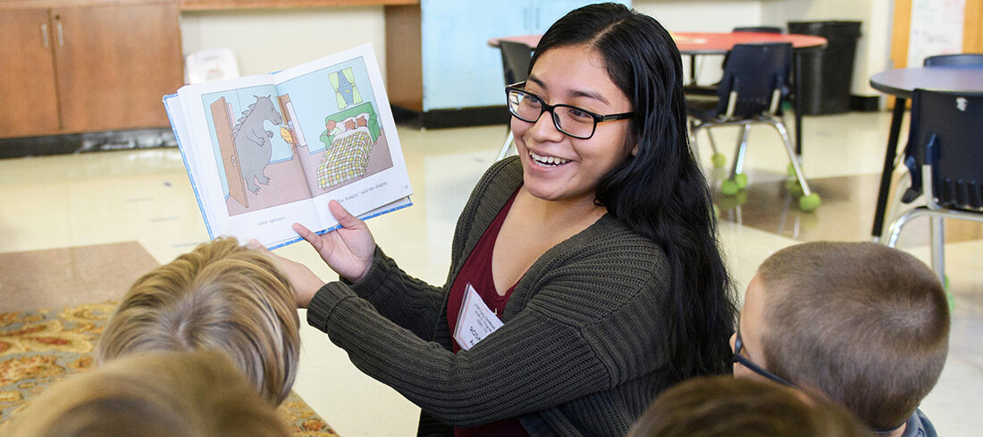 Rosalva Aguilar in a classroom setting