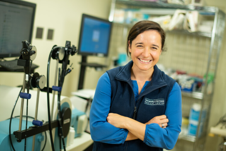 UVM post bacc pre med student in simulation lab