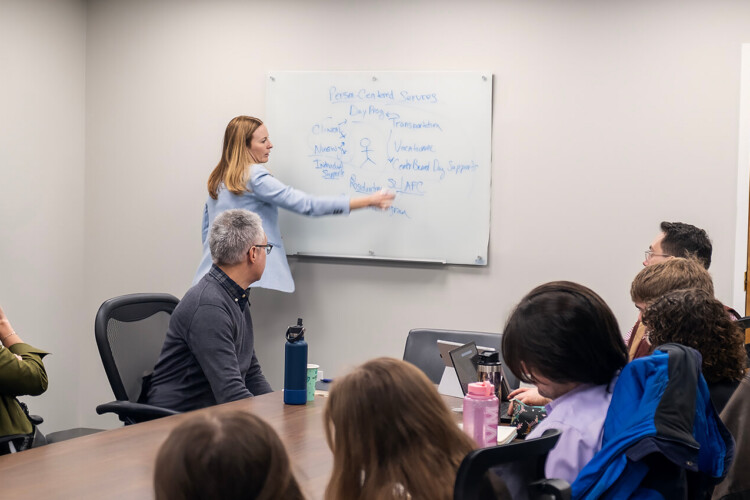 Accounting class with with erase board