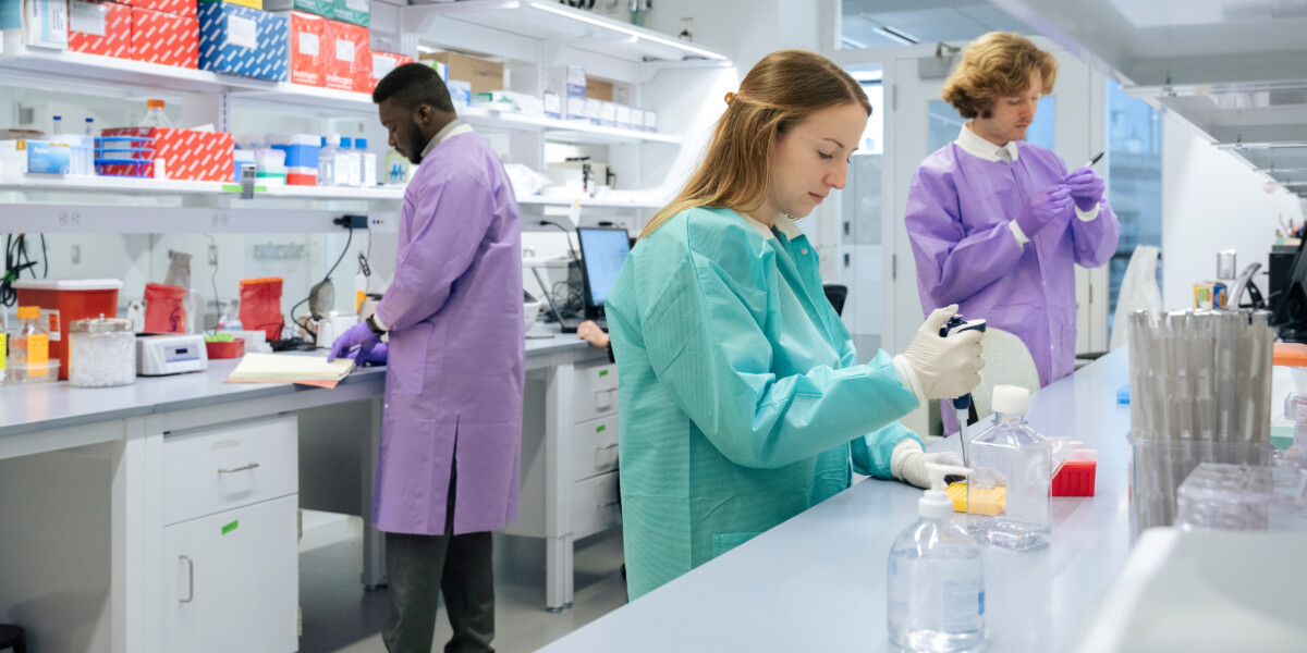 Technicians working in a lab setting